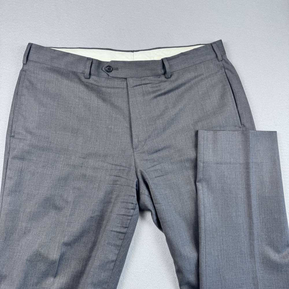 Brooks Brothers Regent Fit Wool Spandex Pants 38x32 Gray Flat Chino Straight Leg
